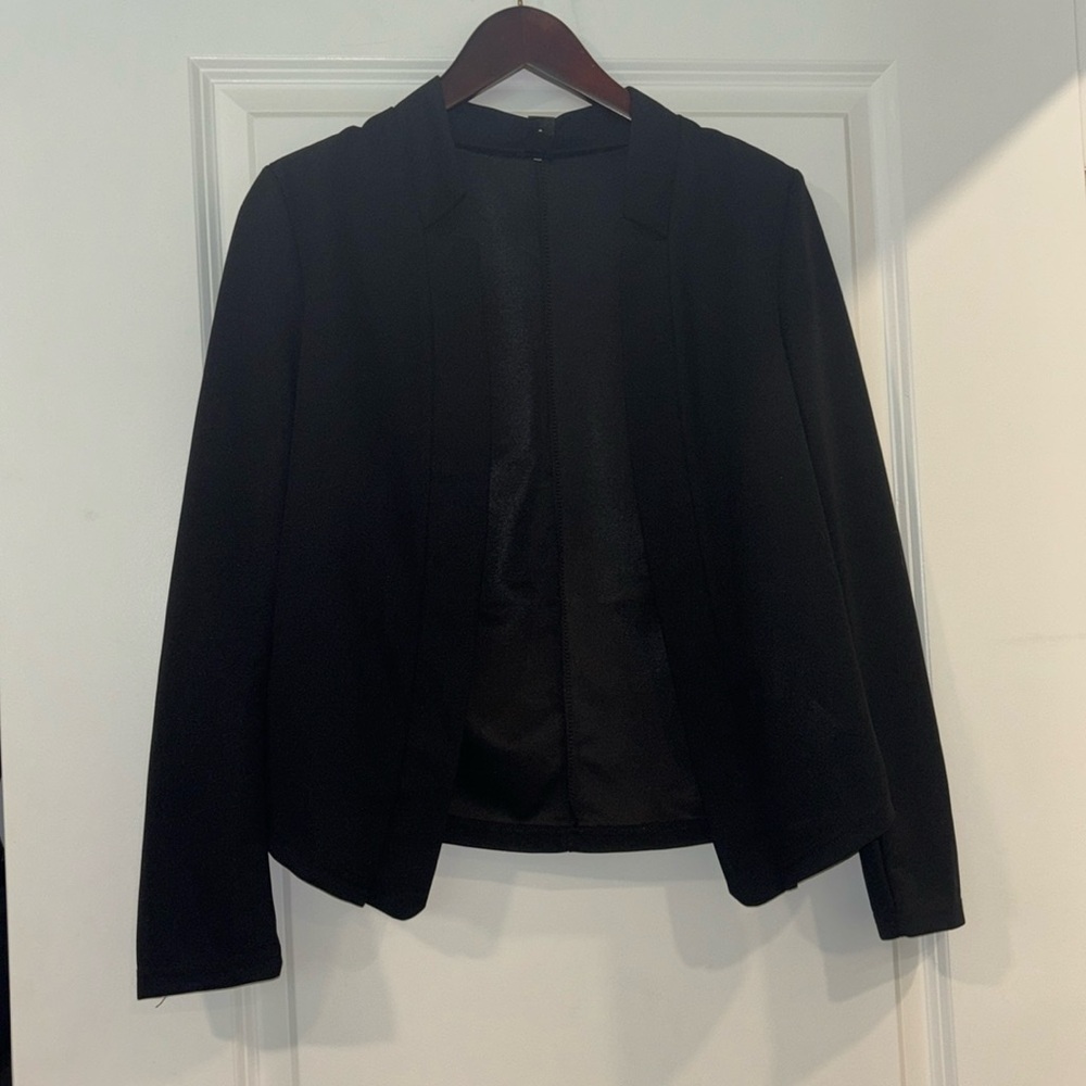 Black work cardigan with shoulder pads